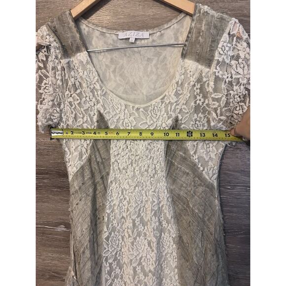 Cottagecore Aziza Dress Sz M Lace Boho Ivory Asymmetrical Mini Grunge Cotton - Picture 3 of 9